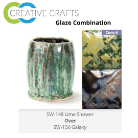 Lime Shower SW148 over Galaxy SW156 Stoneware Combination Lime Shower SW148 over Galaxy SW156 Stoneware Combination